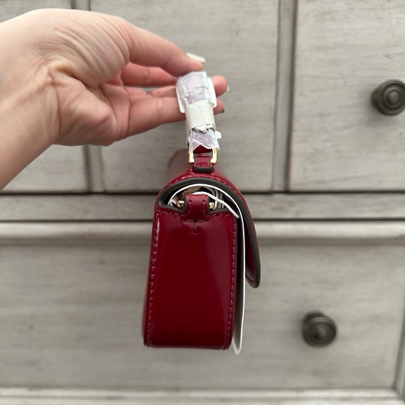 NWT tory burch britten smooth mini top handle red crossbody - Picture 3 of 11